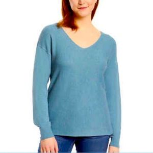 Ella Moss Ladies' Ribbed V-Neck Sweater (Blue, Xtra Large), Women's